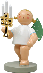 Gold Edition Nº 4 Candle Bearer, Angel with Gold-Plated Candelabra 650/117