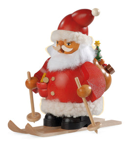 Smoking man, Santa Claus on skis