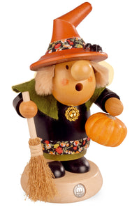 Smoking man, Muellerchen Halloween witch with pumpkin