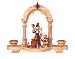 Candleholder Santa giving out Christmas